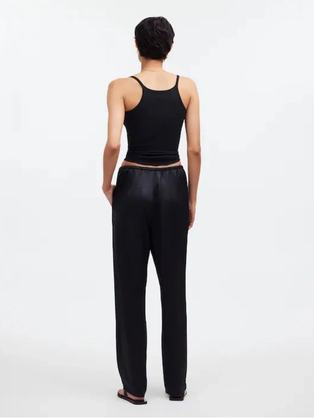 Madewell Pintucked Slim Pull-On Satin Pant